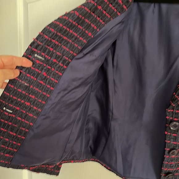 ESCADA LADIES BLUE PINK TWEED JACKET-42-EUC - Picture 9 of 12